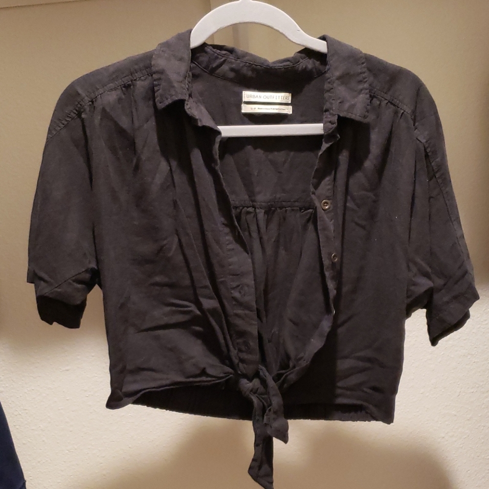 Urban Outfitters Black Cropped button down